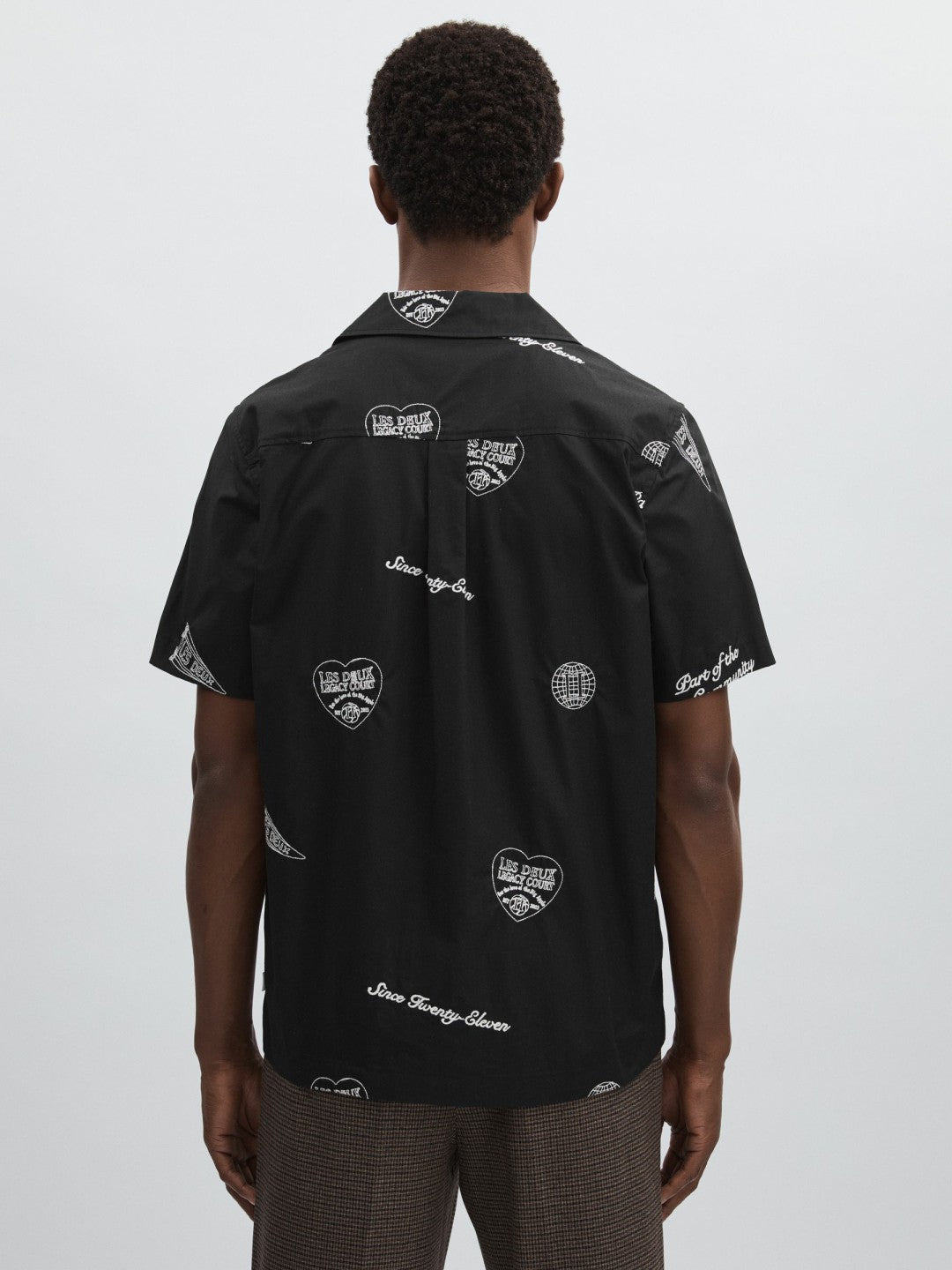 Les Deux Cotton Embroidered Shirt Black Print | Men