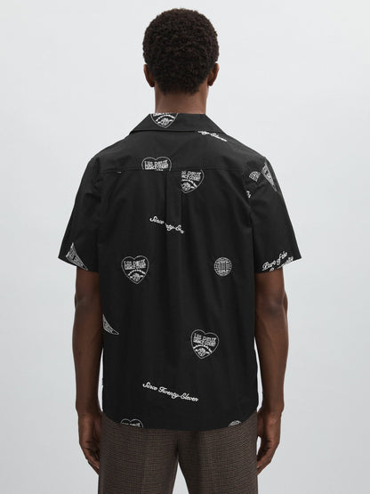 Les Deux Cotton Embroidered Shirt Black Print | Men