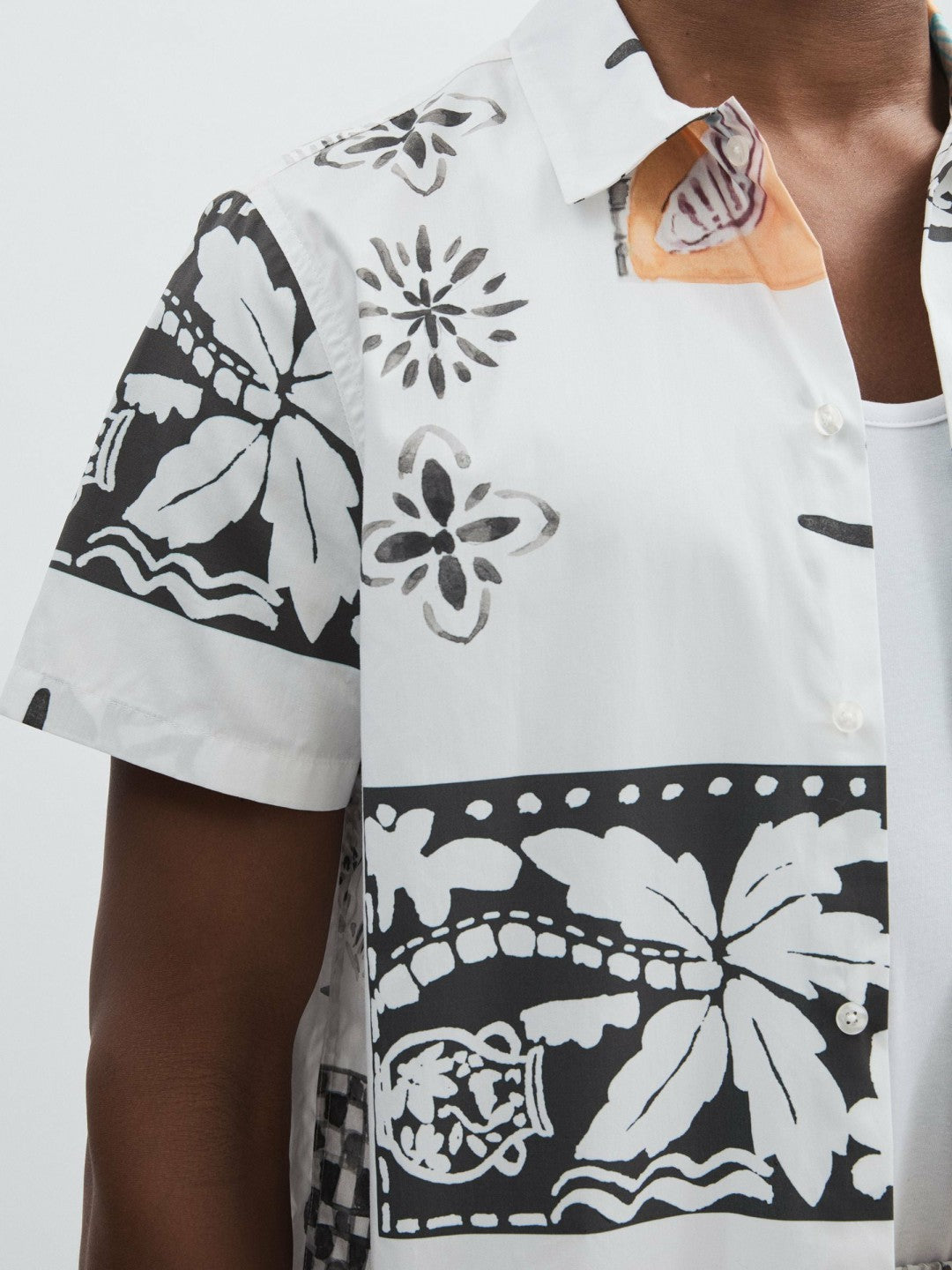Les Deux Cotton Graphic-Print Shirt Ivory Print | Men