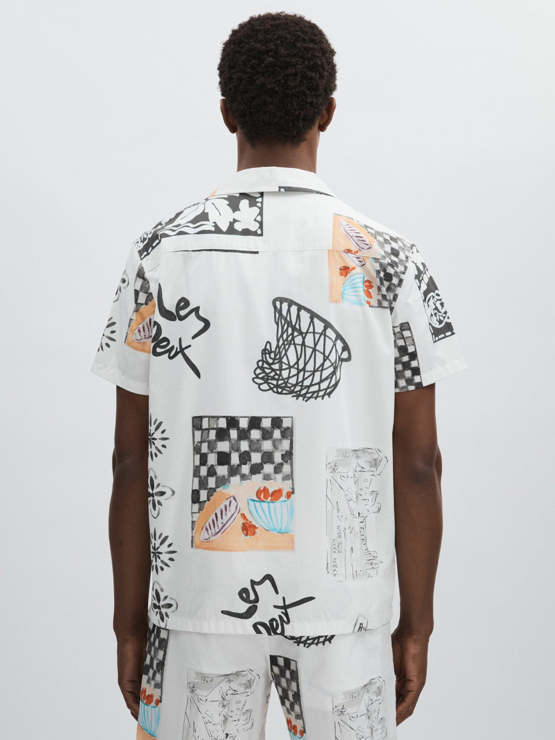Les Deux Cotton Graphic-Print Shirt Ivory Print | Men