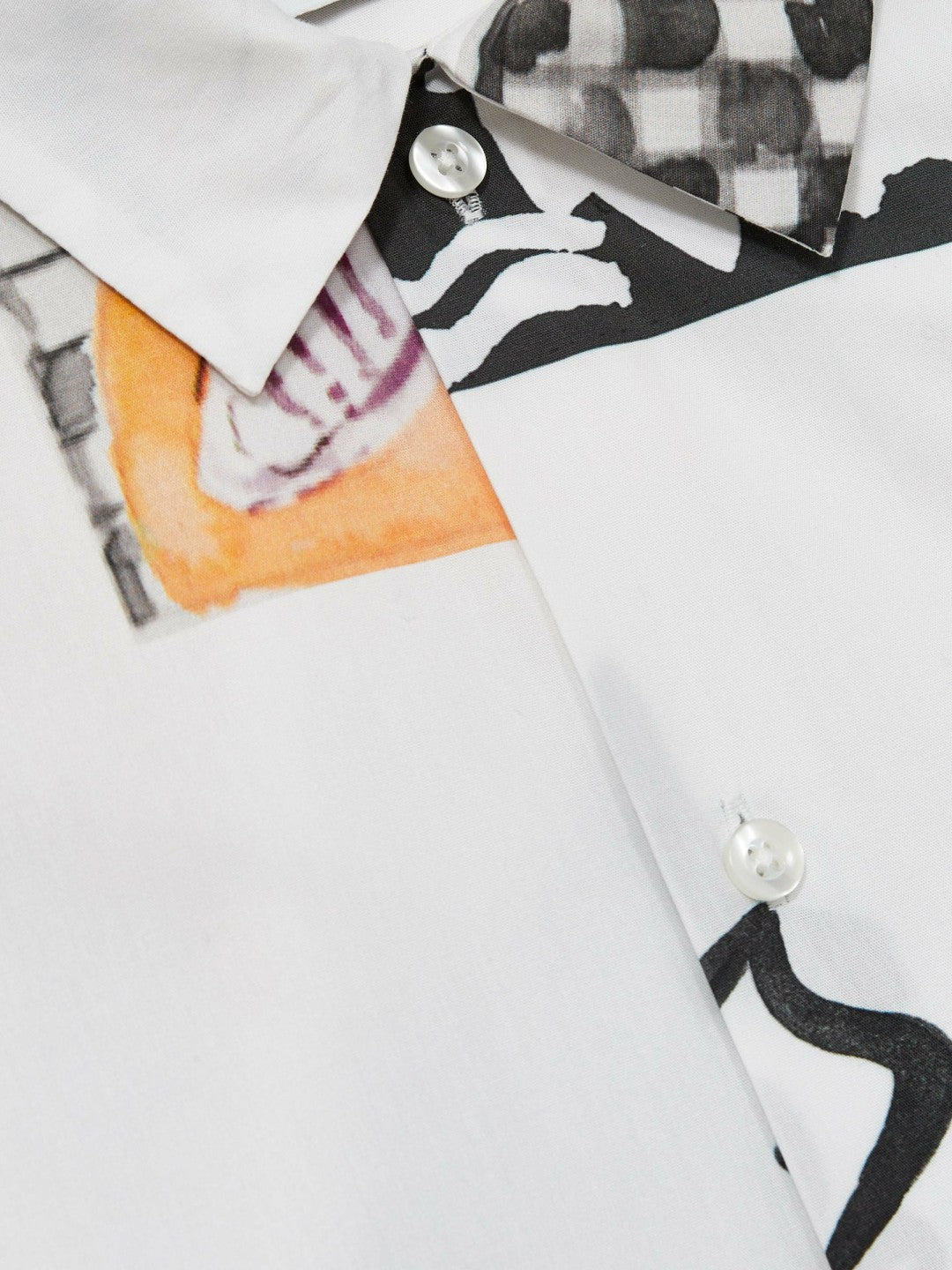 Les Deux Cotton Graphic-Print Shirt Ivory Print | Men