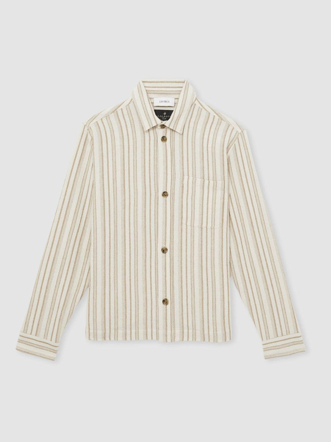 Les Deux Cotton-Blend Stripe Overshirt Ivory | Men
