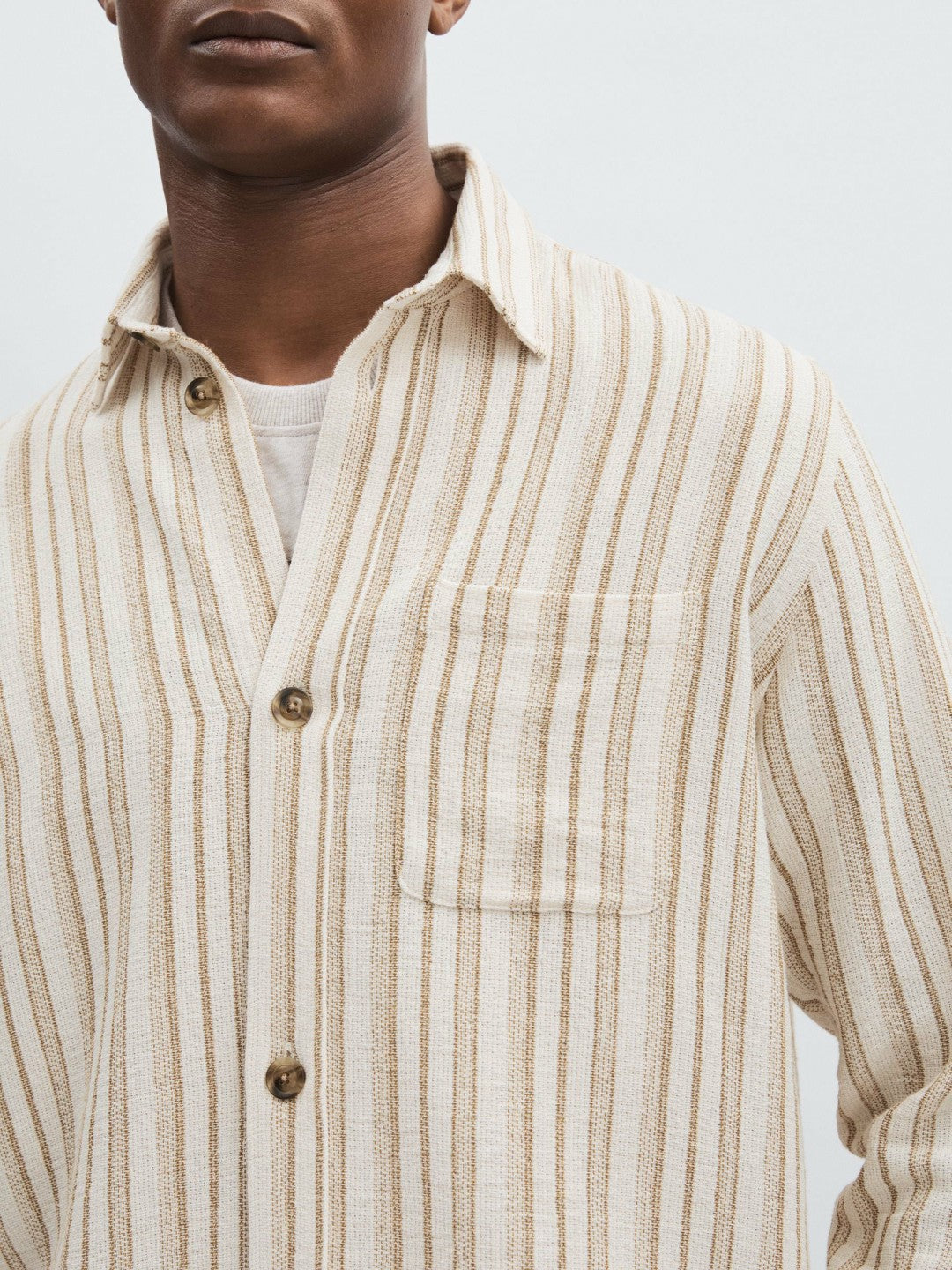 Les Deux Cotton-Blend Stripe Overshirt Ivory | Men