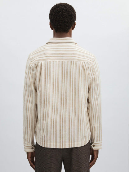 Les Deux Cotton-Blend Stripe Overshirt Ivory | Men