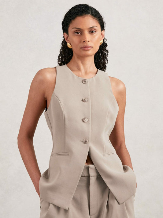 Luxe Suiting Vest Beige | Women
