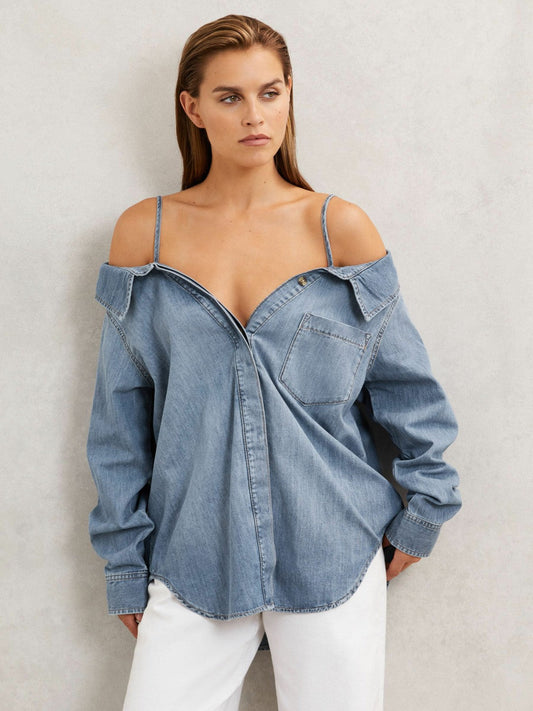 100% Cotton Shirt Indigo Blue | Women