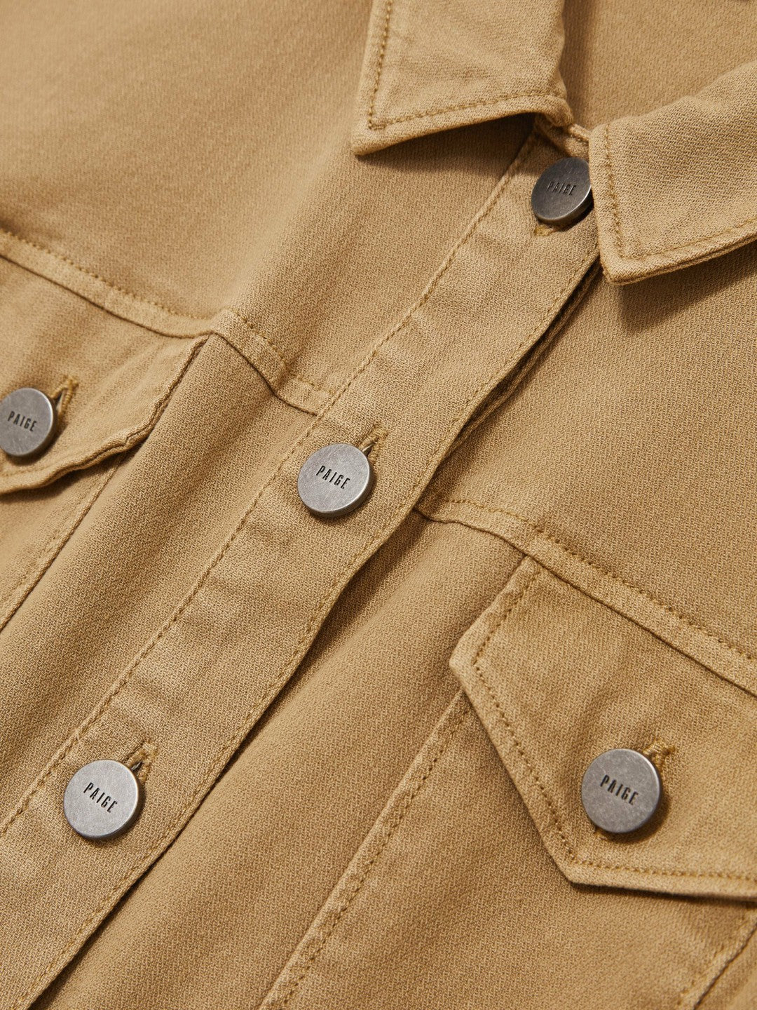 Paige Fern Beige Denim Button Through Mini Dress Fern Beige | Women