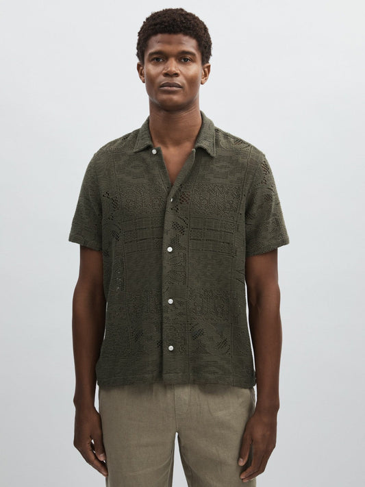 Les Deux Blend Lace Shirt Olive Green | Men