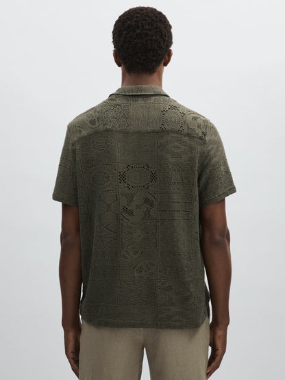 Les Deux Blend Lace Shirt Olive Green | Men