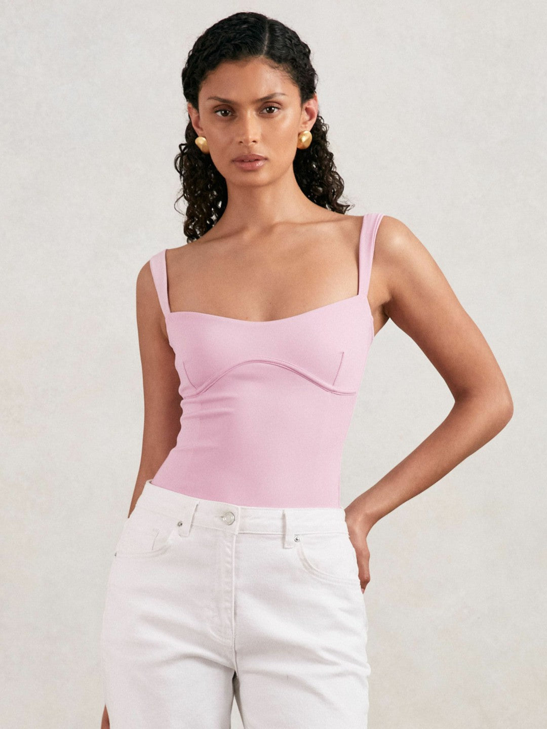 Good American Scuba Sweetheart Bodysuit Light Pink | Women