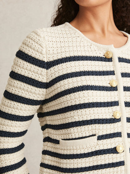 Paige Ivory Textured Knit Stripe Cardigan Ivory | Women