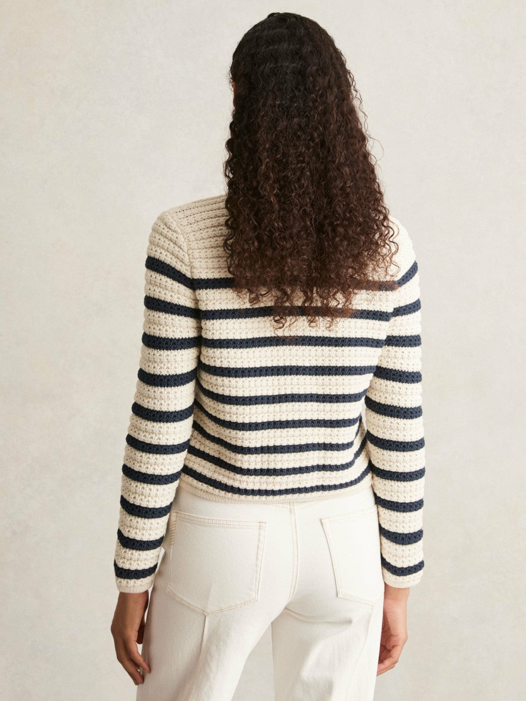 Paige Ivory Textured Knit Stripe Cardigan Ivory | Women