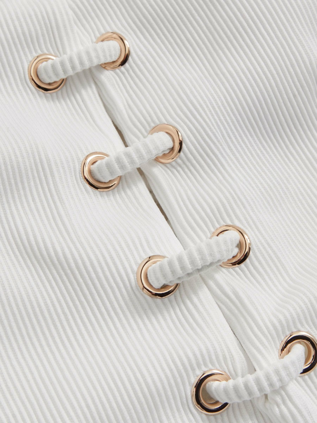 Ribbed Lace-Up Swimsuit White | Women