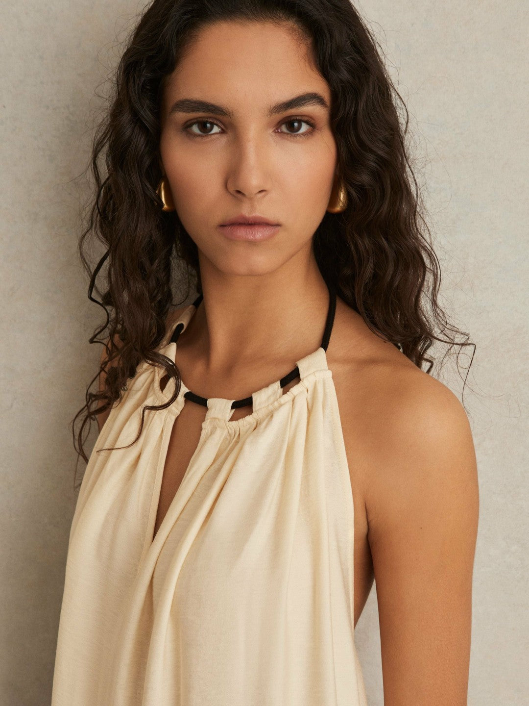 Halterneck Beach Cover-Up Swing Dress Cream | Women