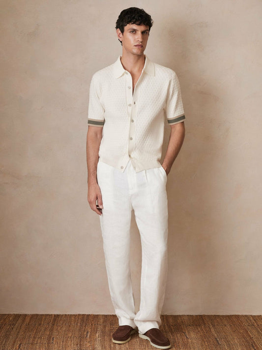 | Ché Textured Cuff-Trim Shirt White | Men