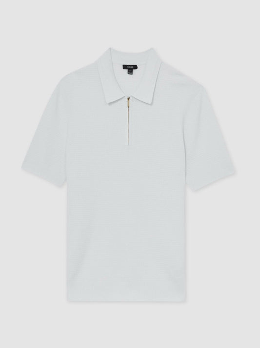 Textured Half-Zip Polo Shirt White | Men