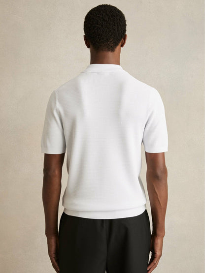 Textured Half-Zip Polo Shirt White | Men
