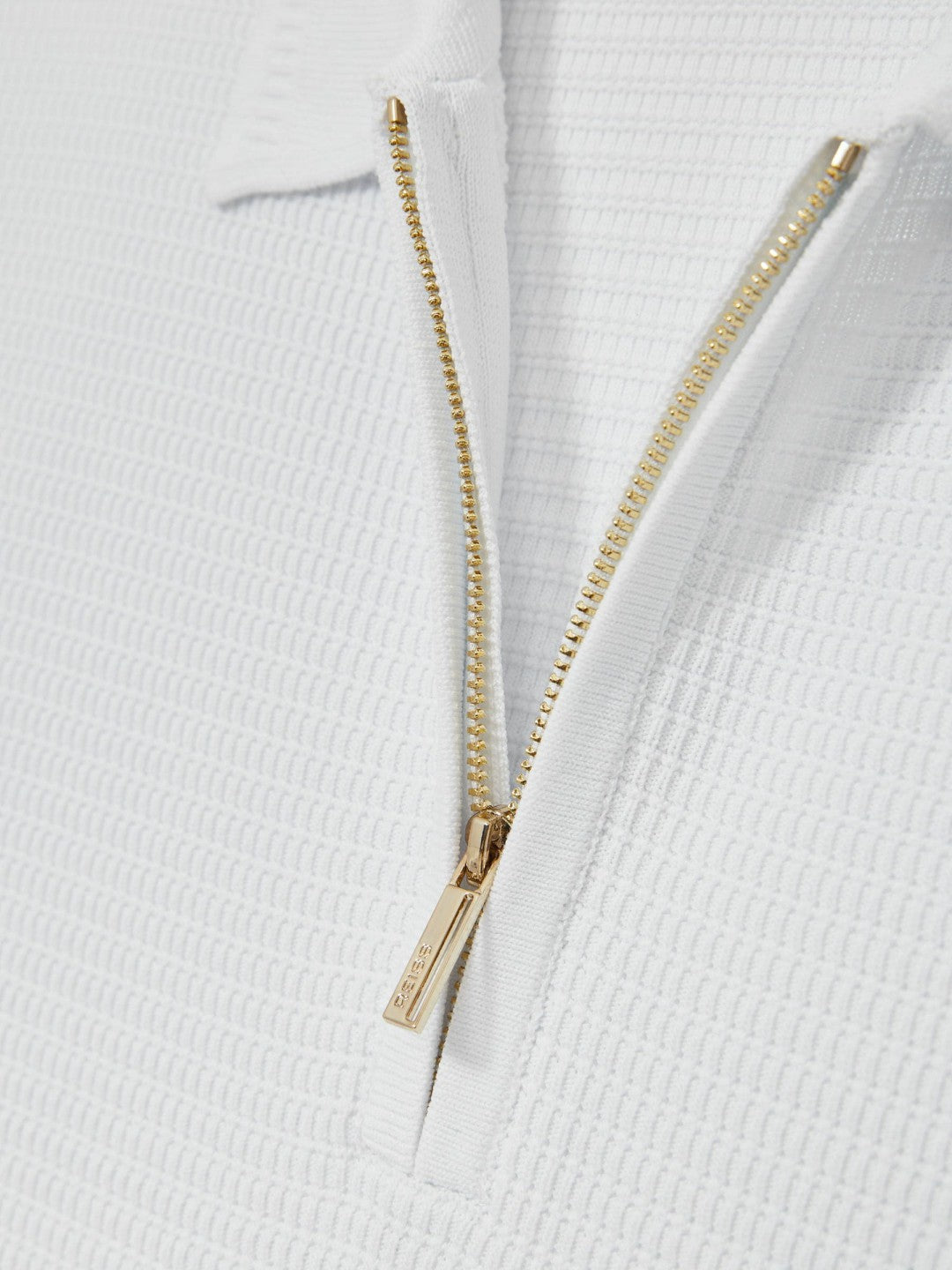 Textured Half-Zip Polo Shirt White | Men