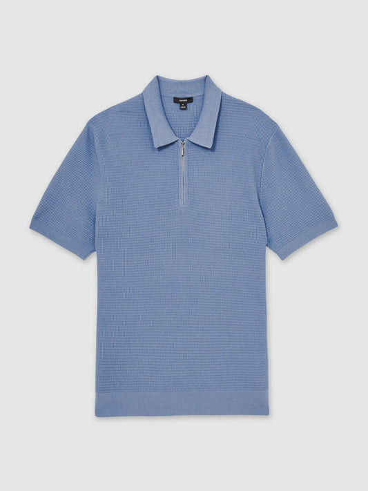 Textured Half-Zip Polo Shirt Blue | Men