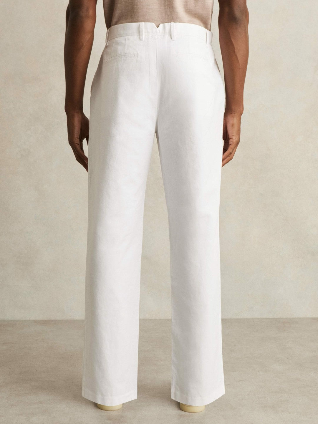 Cotton-Linen Relaxed-Fit Trousers White | Men