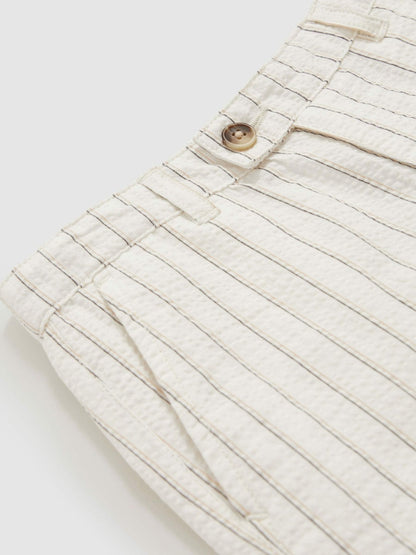3-9 yrs Cotton Pinstripe Trousers Regular-Fit Off White/Taupe Brown | Children & Baby