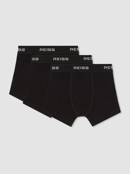 3-9 yrs Stretch-Cotton Logo-Waistband Boxer Shorts 3 Pack Black | Children & Baby