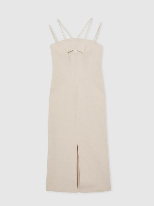 Double Strap Cut Out Midi Dress Stone Neutral | Women