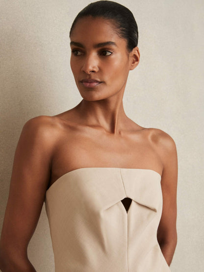 Double Strap Cut Out Midi Dress Stone Neutral | Women