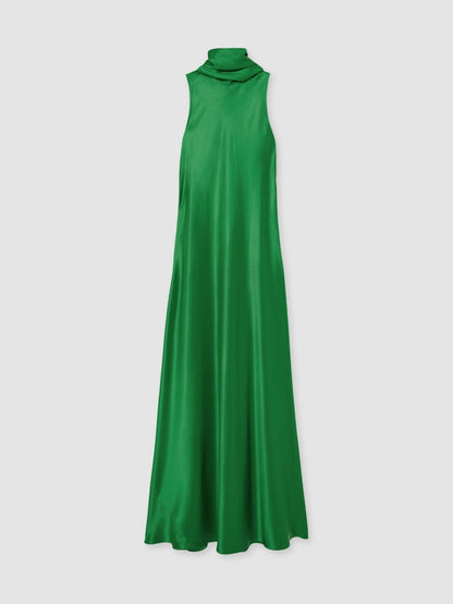 Satin Cape Maxi Dress Green | Women