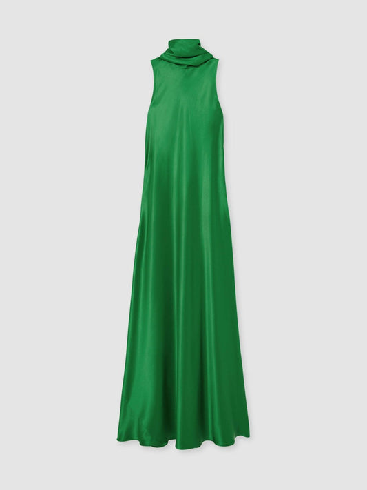 Satin Cape Maxi Dress Green | Women
