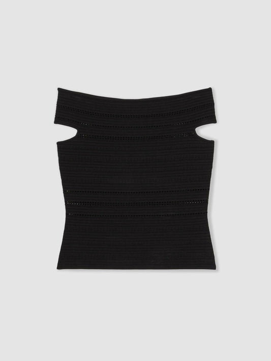 Bardot Open Knit Top Black | Women