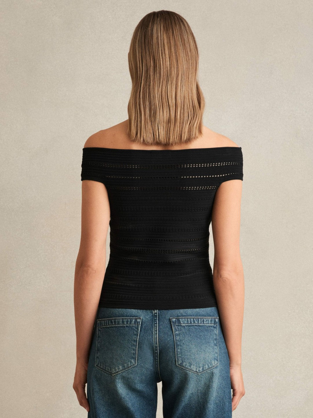 Bardot Open Knit Top Black | Women