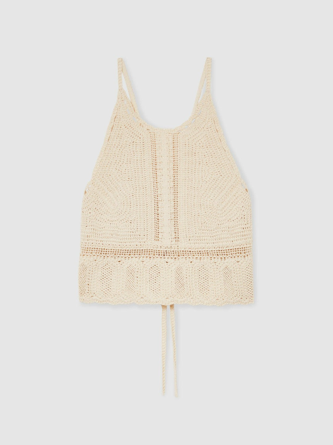 Cotton Crochet Tie-Back Cropped Top Cream | Women