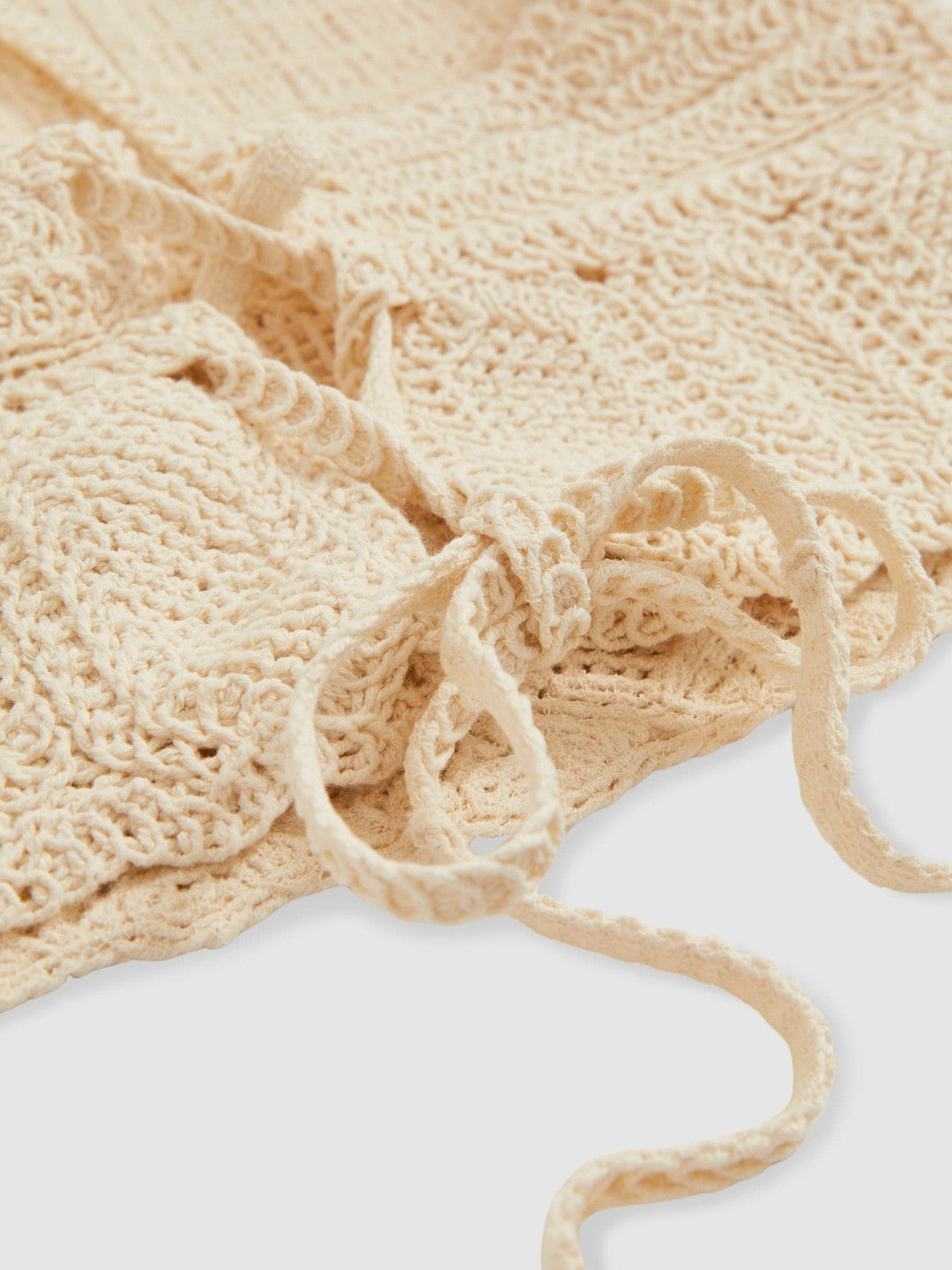 Cotton Crochet Tie-Back Cropped Top Cream | Women