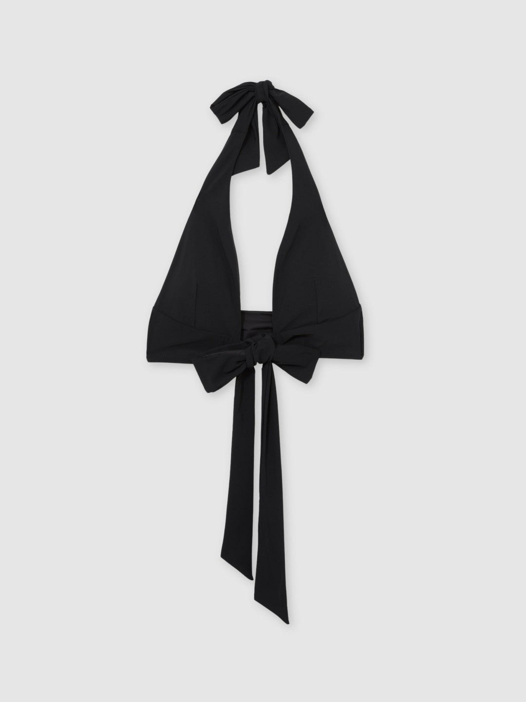 Plunge Tie Halterneck Bikini Top Black | Women