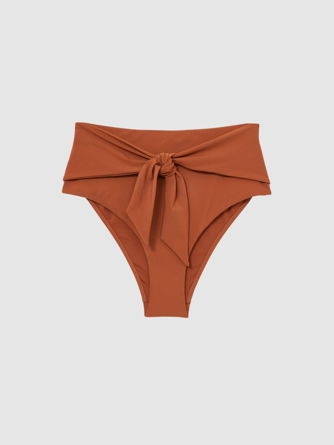 High Waist Tie Front Bikini Bottoms Brown | Women