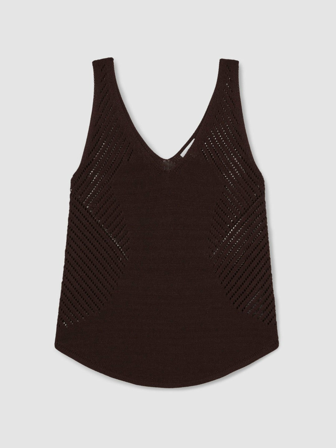 Cotton Blend Open Knit Vest Chocolate Brown | Women