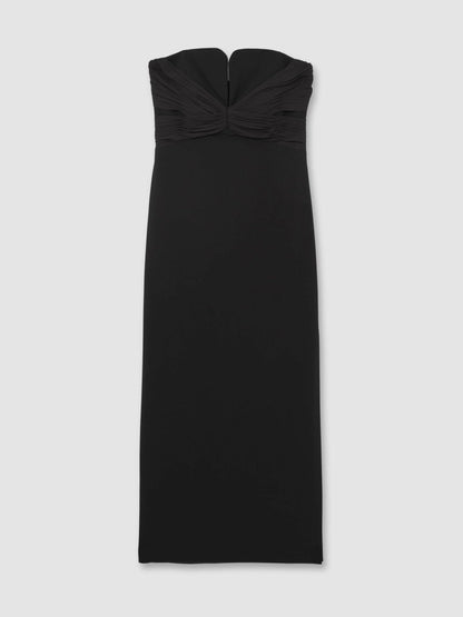 Halston Strapless Crepe Midi Dress Black | Women