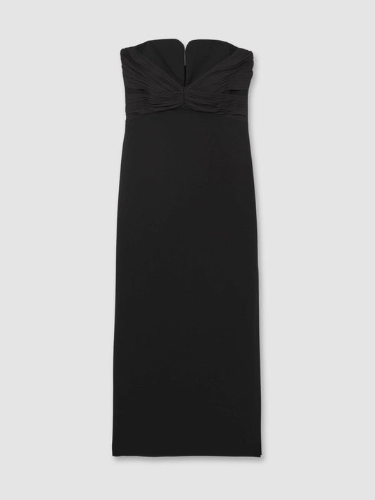 Halston Strapless Crepe Midi Dress Black | Women
