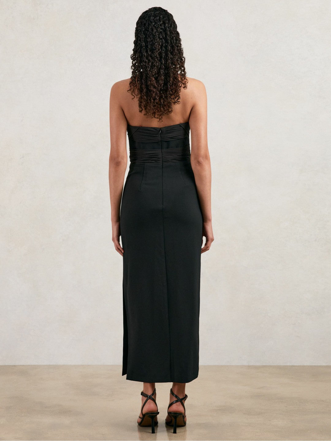 Halston Strapless Crepe Midi Dress Black | Women