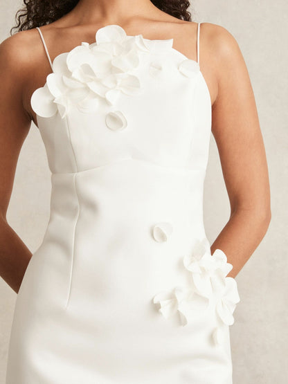 Acler Ivory Petal Detail Fitted Midi Dress Ivory | Women