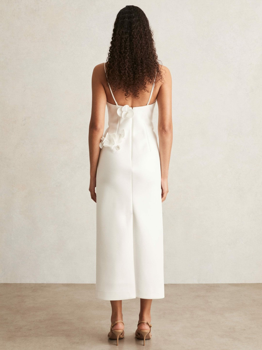Acler Ivory Petal Detail Fitted Midi Dress Ivory | Women