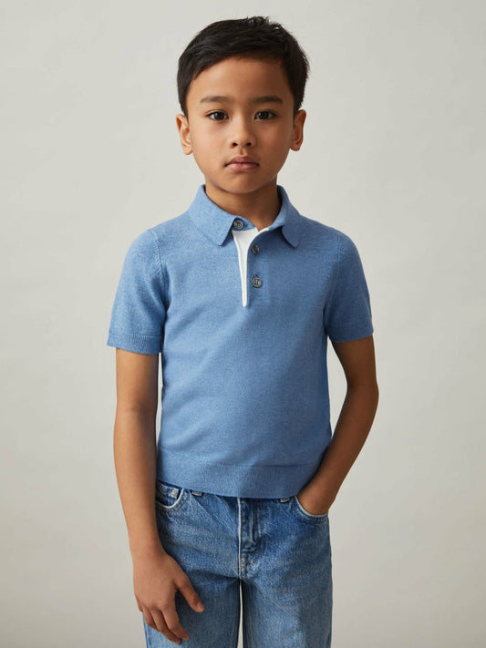 9-13 yrs Contrast Placket Polo Shirt With Cotton Blue | Children & Baby