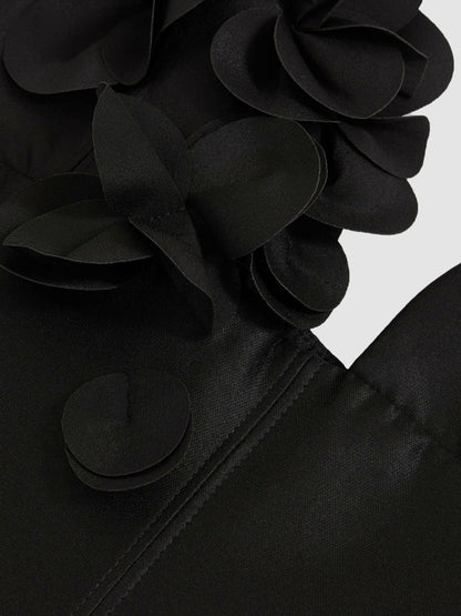 Acler Petal Detail Fitted Mini Black Dress Black | Women