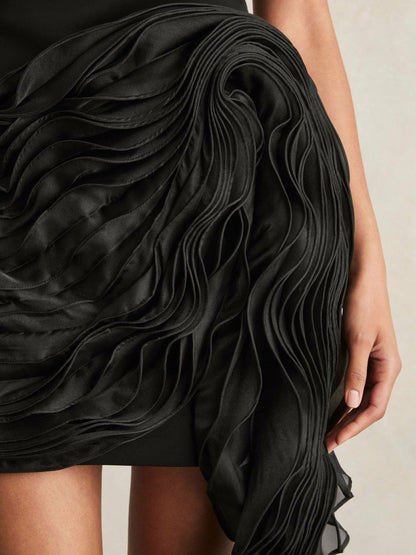 Acler Layered Ruffle Mini Black Dress Black | Women