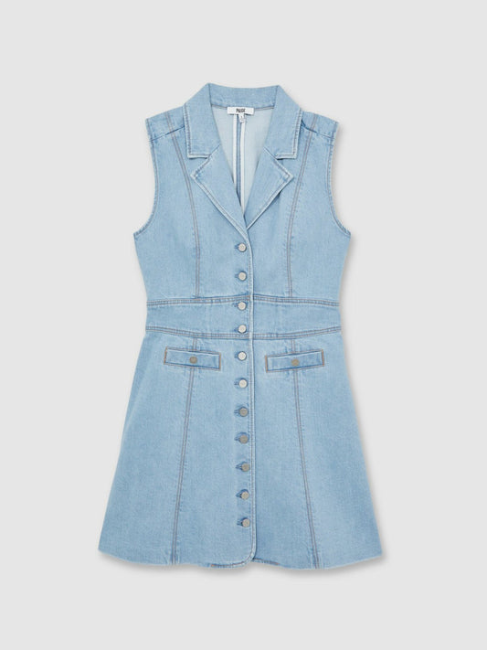 Paige Denim Button-Through Mini Dress Jocelyn Blue | Women