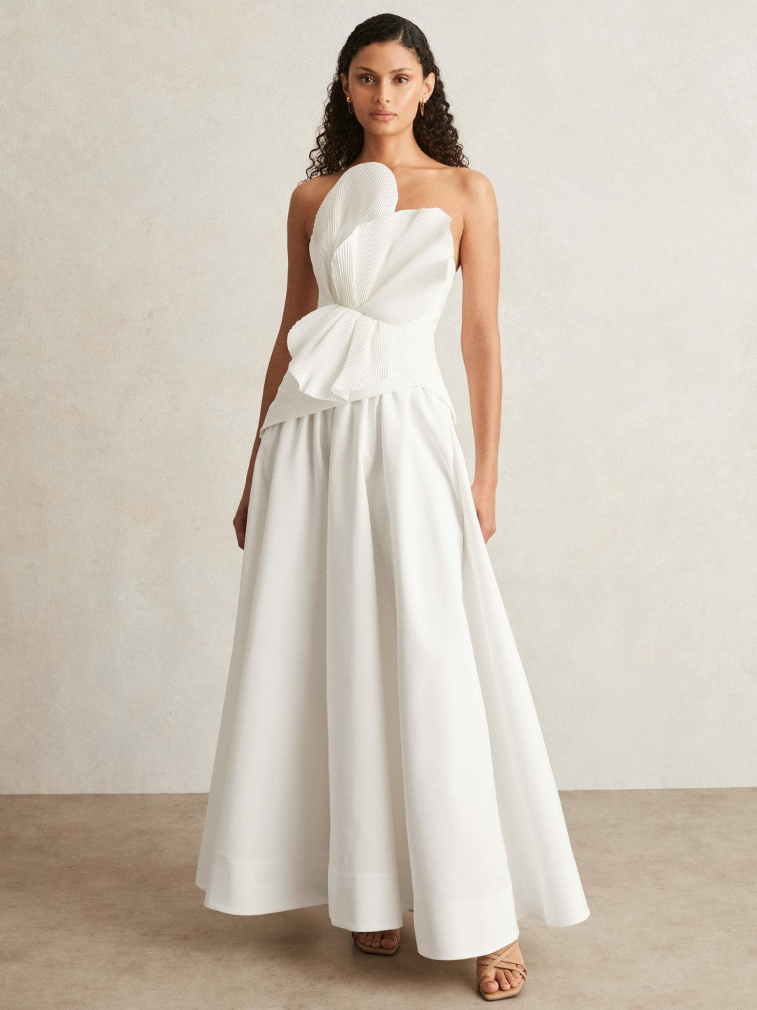 Acler Ivory Plissé Fan Strapless Maxi Dress Ivory | Women