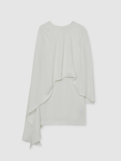 Halston Mini Ivory Asymmetric Cape Dress Ivory | Women