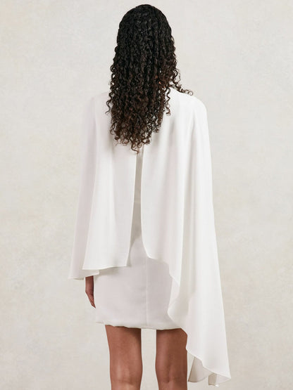 Halston Mini Ivory Asymmetric Cape Dress Ivory | Women