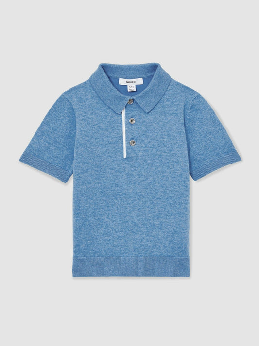 13-14 yrs Contrast Placket Polo Shirt With Cotton Blue | Children & Baby